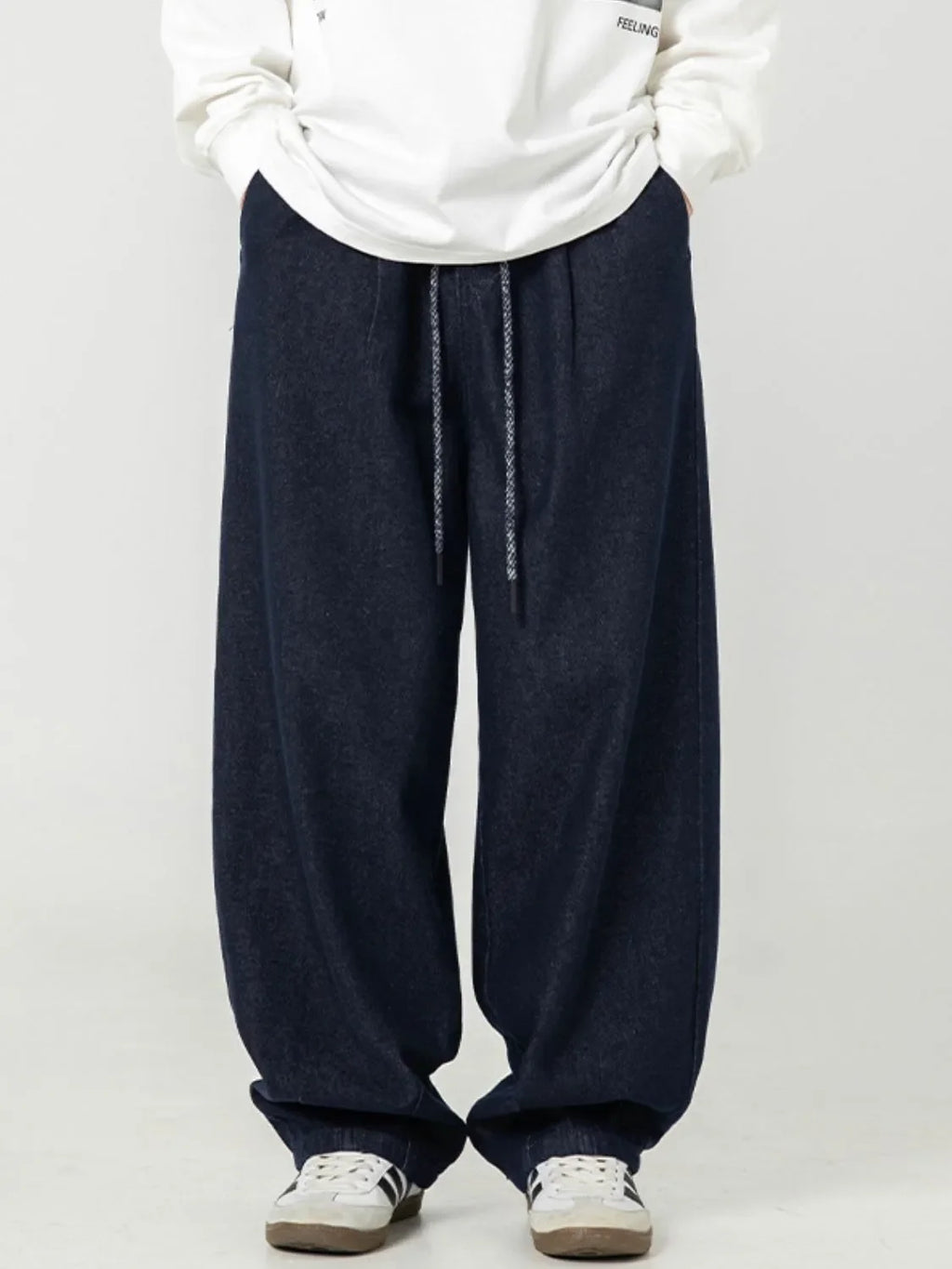Men's Plus Size Drawstring Loose Fit Jeans