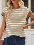 Striped Round Neck Casual T-Shirt