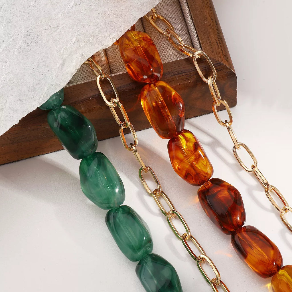 2 Piece Colorful Beaded Chain Necklace