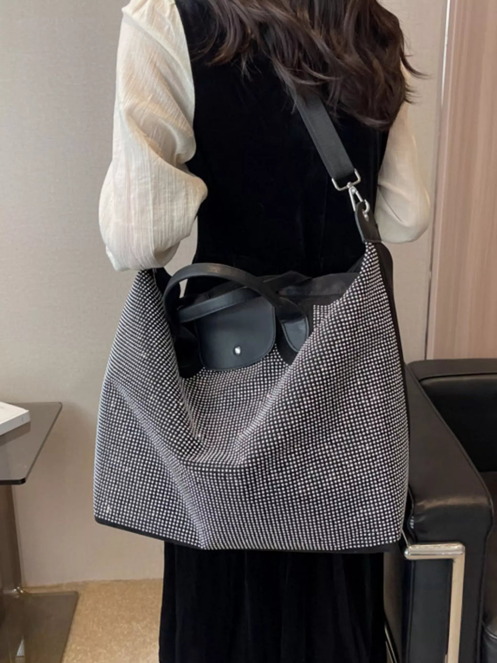 Rhinestone Embellished Crossbody Bag