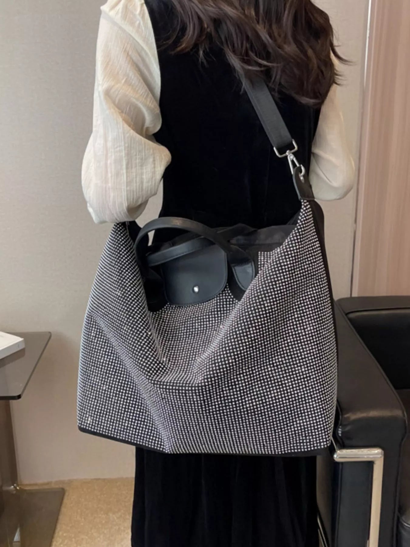 Rhinestone Embellished Crossbody Bag