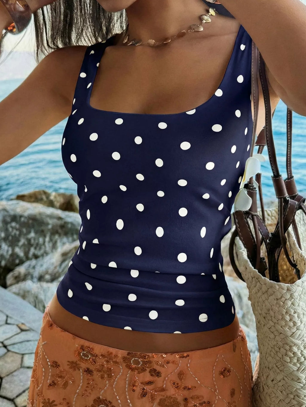 Polka Dot Scoop Neck Tank