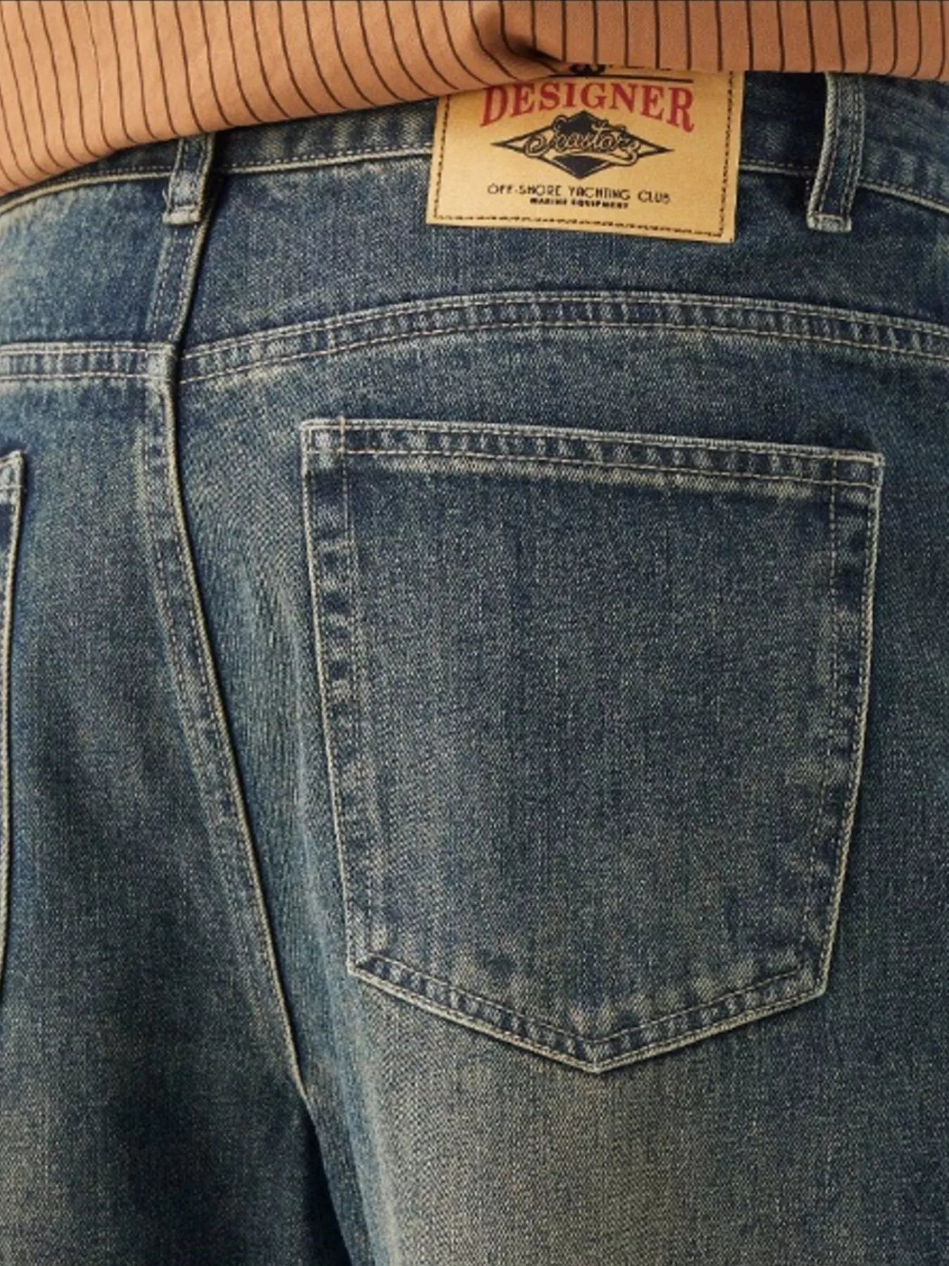 Men's Washed Wide Leg Jeans