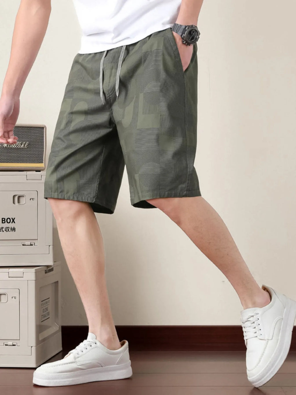 Men's Plus Size Drawstring Shorts with Pockets
