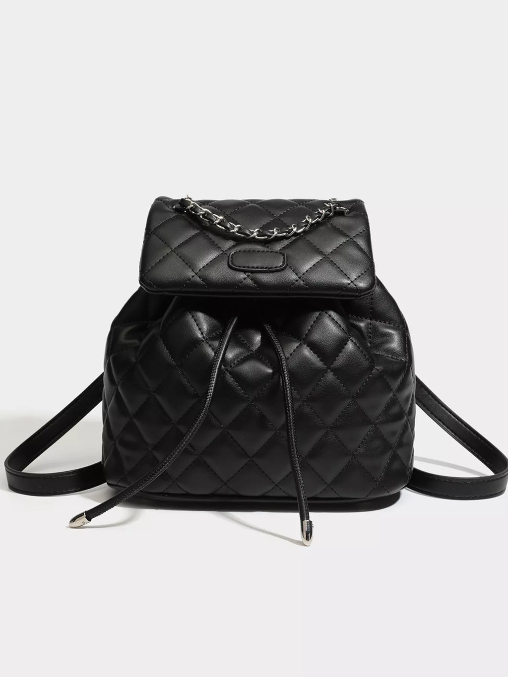 Quilted Chain Flap Backpack Bag