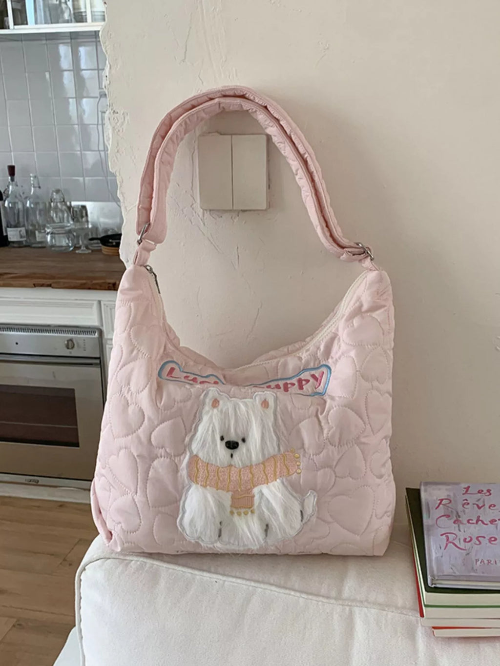 Cute Bear Applique Crossbody Bag