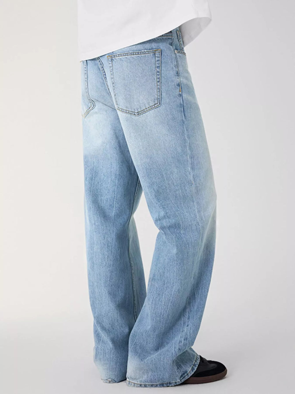 Men's Wash Relaxed Fit Wide Leg Jeans
