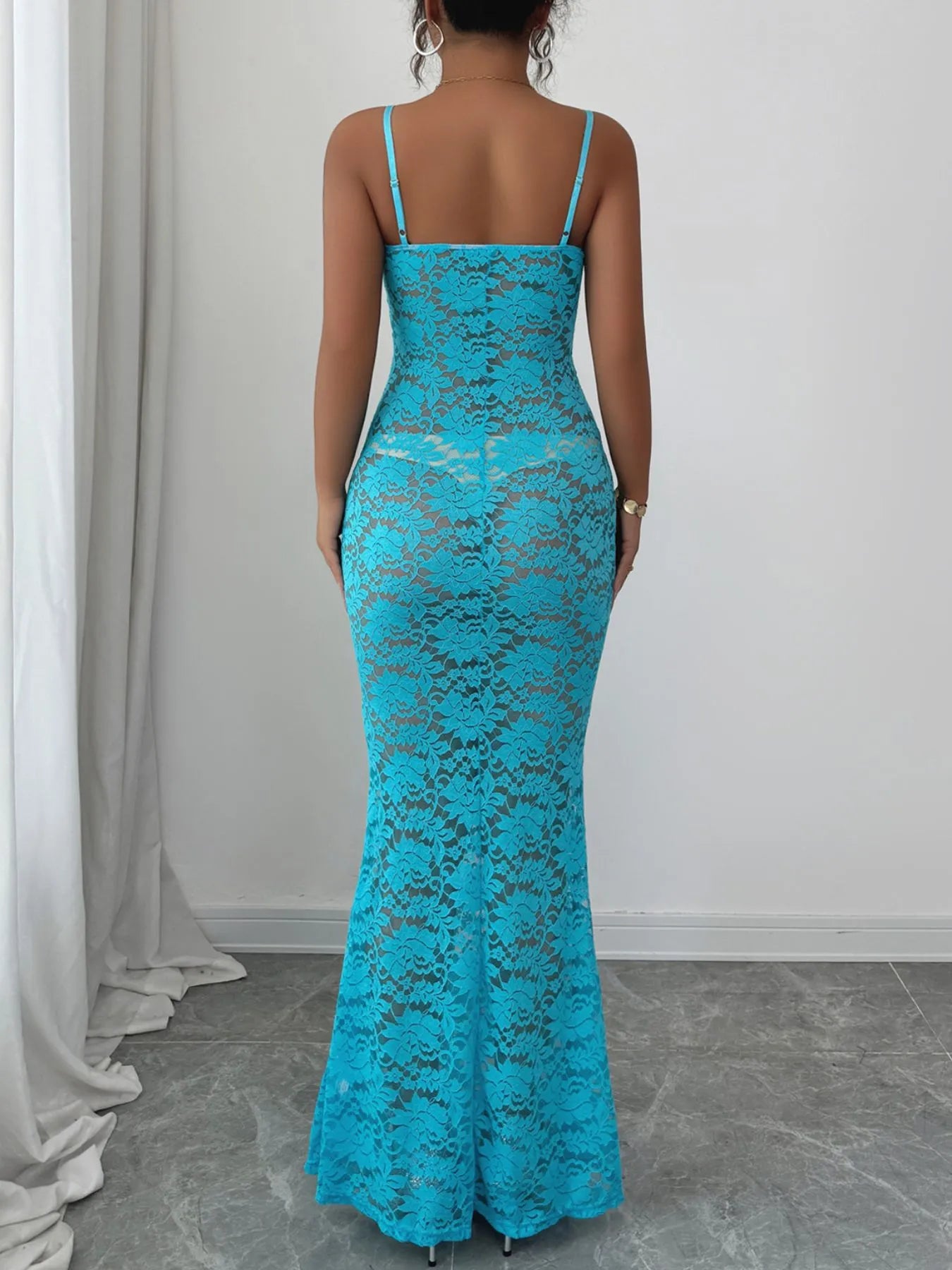 Lace Square Neck Maxi Cami Dress