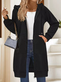 Casual Longline Zip-Up Hooded Outerwear