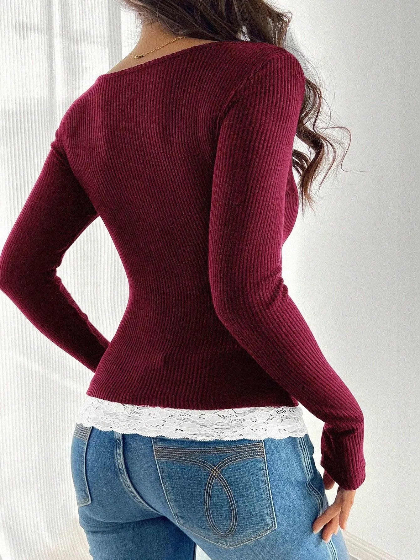 Lace Detail Long Sleeve T-Shirt