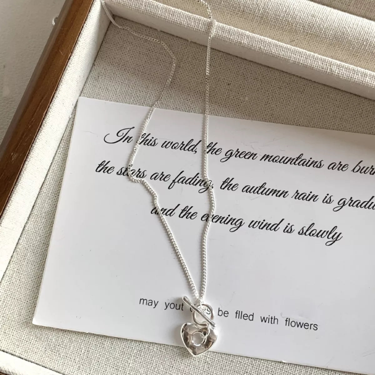 925 Sterling Silver Heart Toggle Clasp Necklace