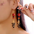 Halloween Skull Beaded Drop Earrings