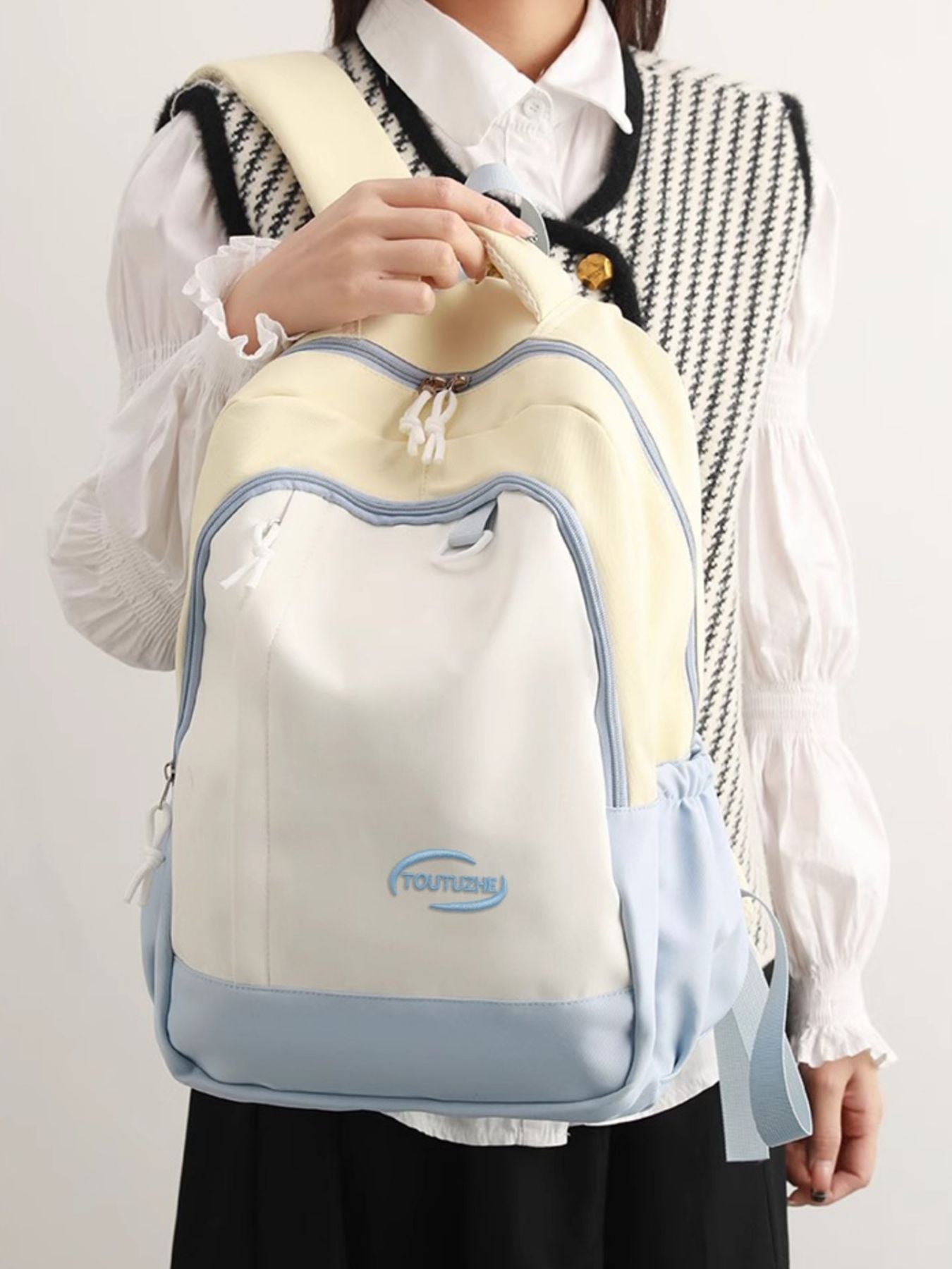 Color Block Lightweight Backpack Bag
