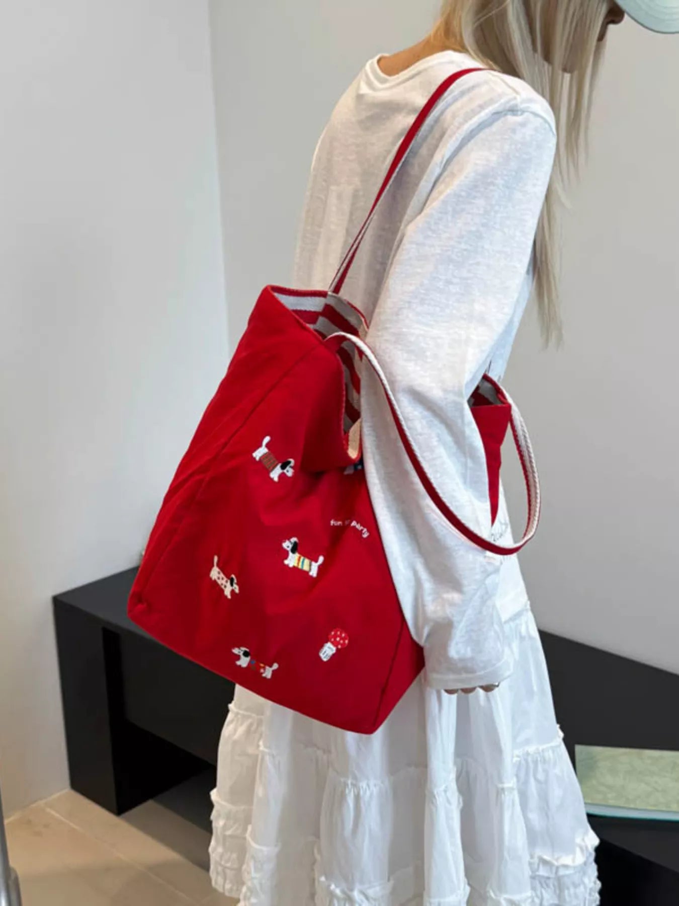 Embroidered Dachshund Shoulder Bag