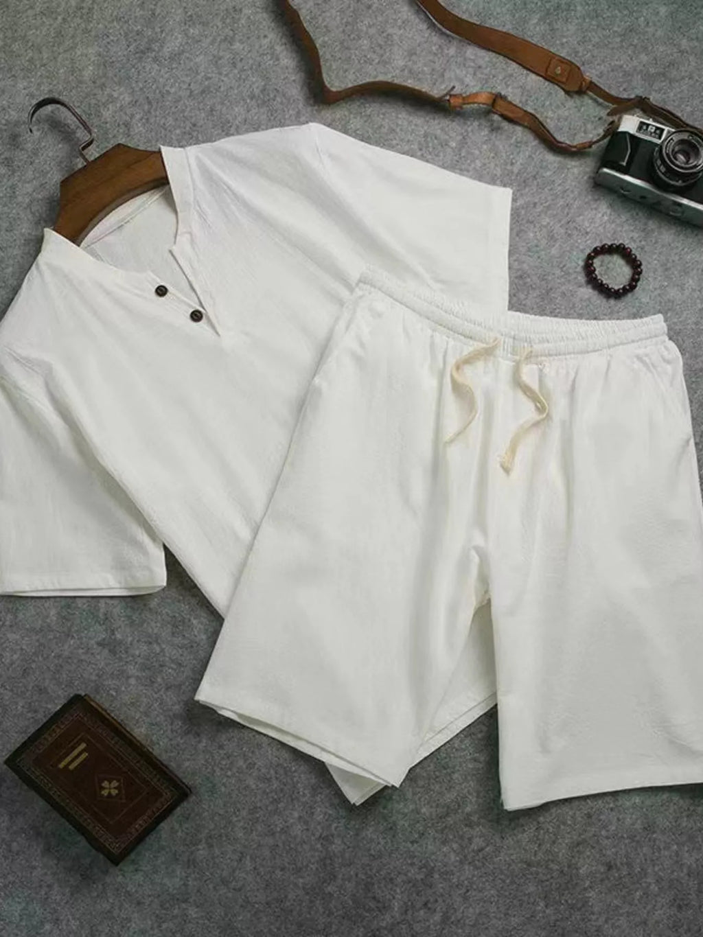 Men's Plus Size Short Sleeve Top and Shorts Set