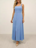 Slit Wide Strap Maxi Dress