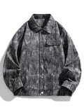 Men's Plus Size Abstract Print Long Sleeve Casual Jacket