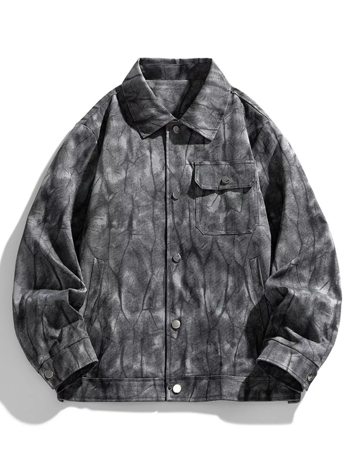 Men's Plus Size Abstract Print Long Sleeve Casual Jacket