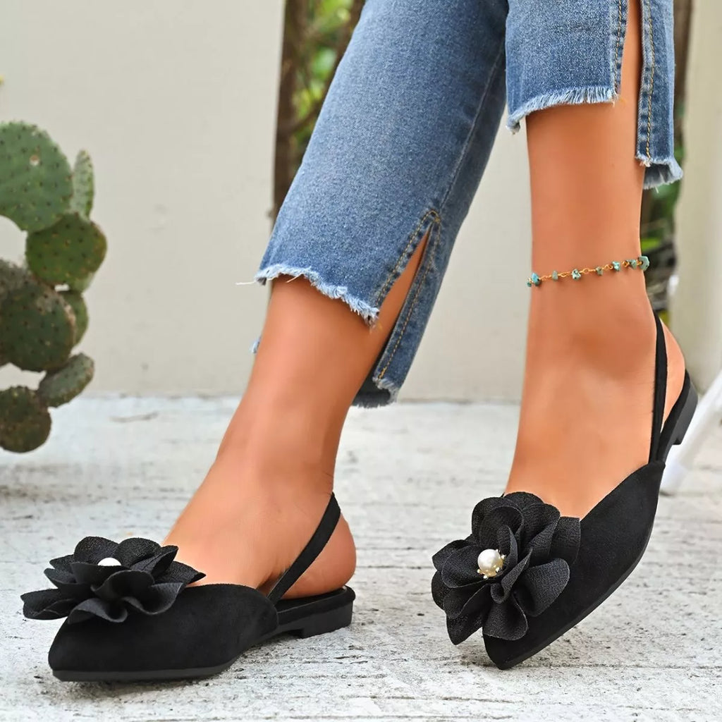 Flower Point Toe Flats Sandals