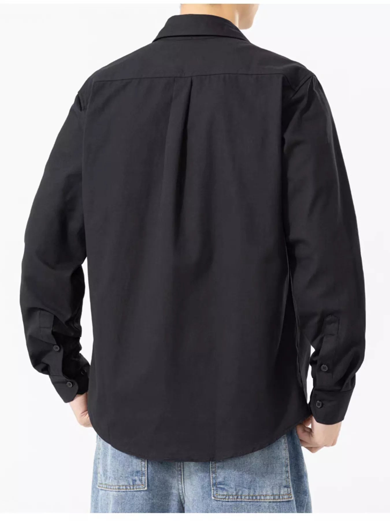 Men's Plus Size Casual Solid Color Long Sleeve Shirt