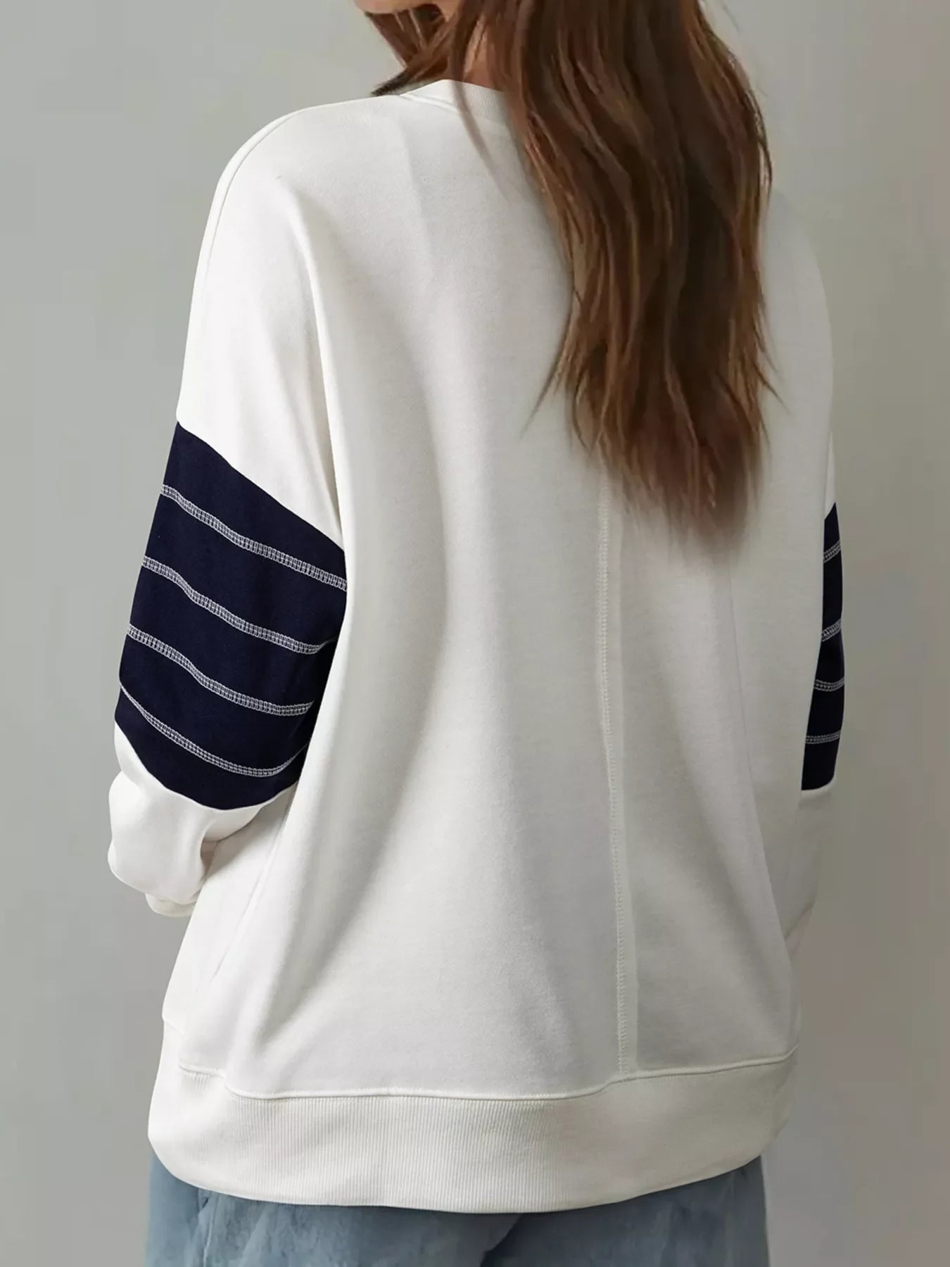 Exposed Seam Detail Color Block Patch Pocket Drop Shoulder Sweatshirt