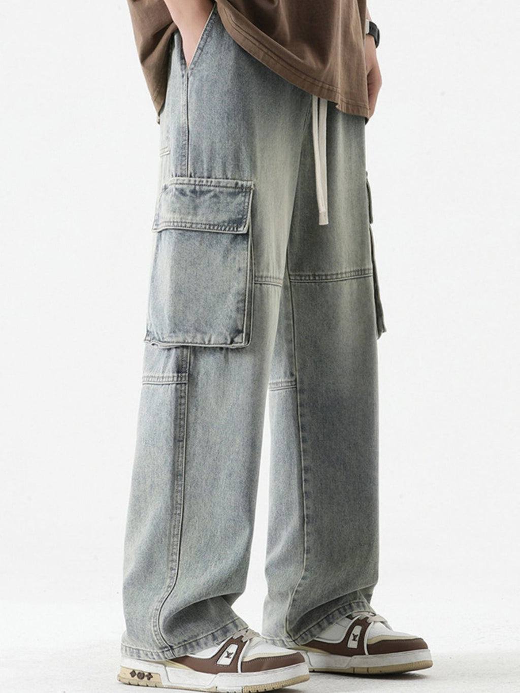 Men's Full Size Loose Fit Cargo Jeans Plus Size