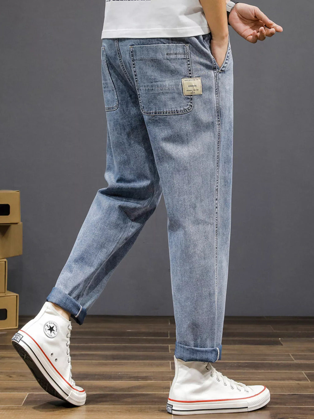 Men's Plus Size Casual Loose Fit Wash Jeans