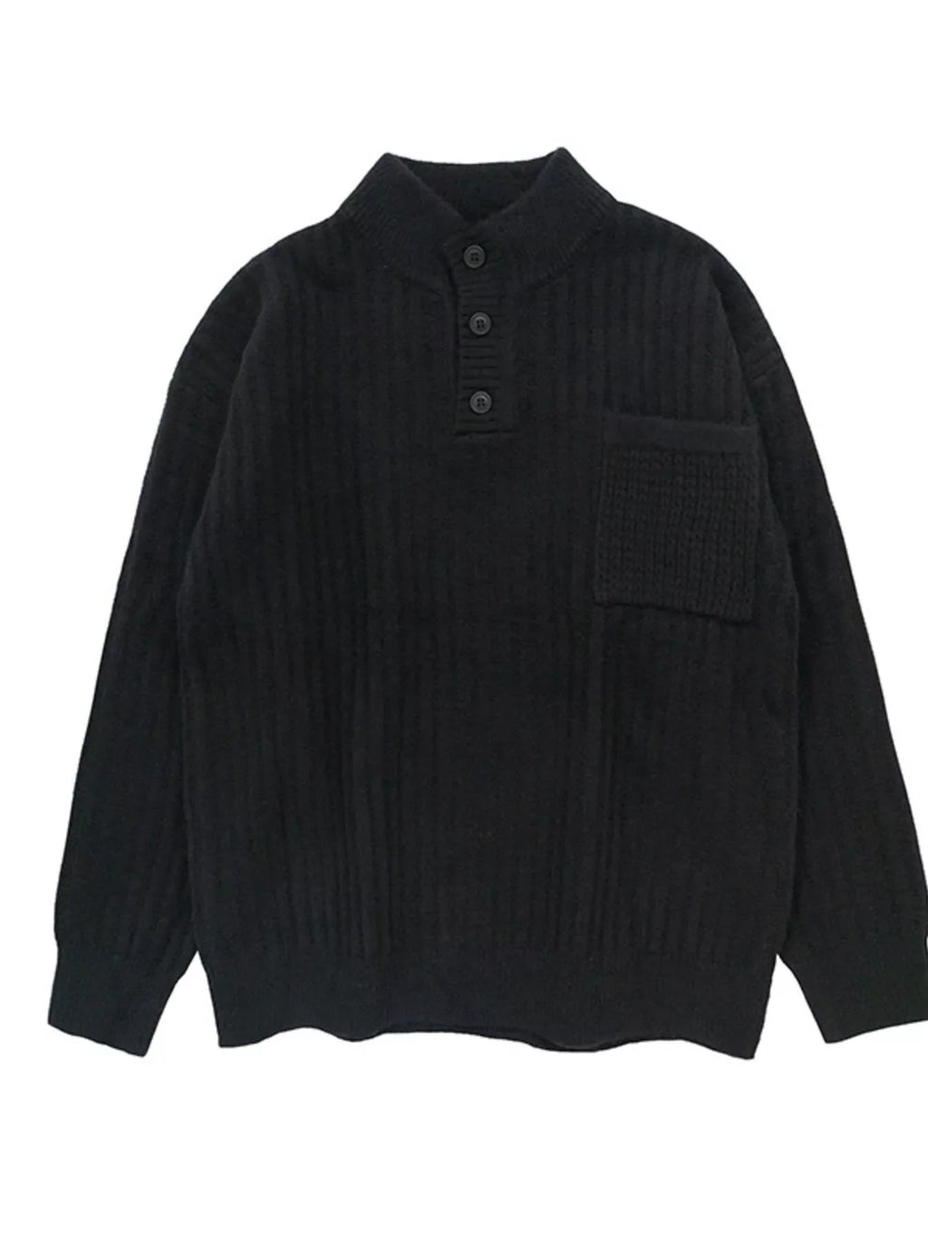 Men's Full Size Button Detail Long Sleeve Sweater Plus Size