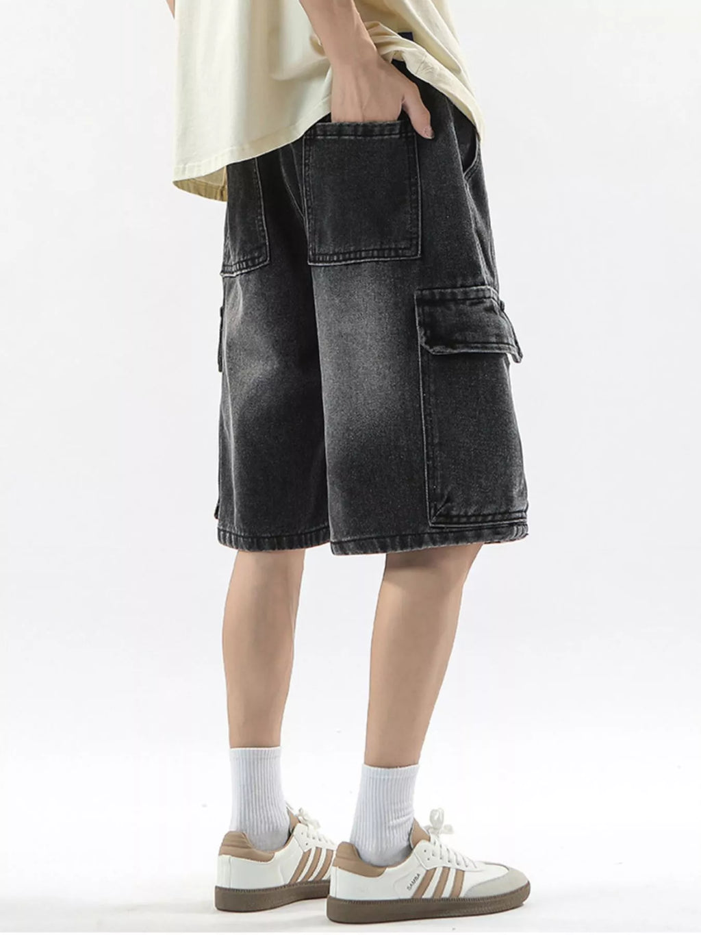 Men's Full Size Wash Drawstring Cargo Shorts Plus Size