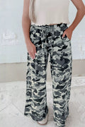 Camouflage Print Drawstring Casual Pants
