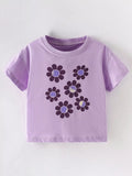 Children's Cute Floral Print Short Sleeve T-Shirt