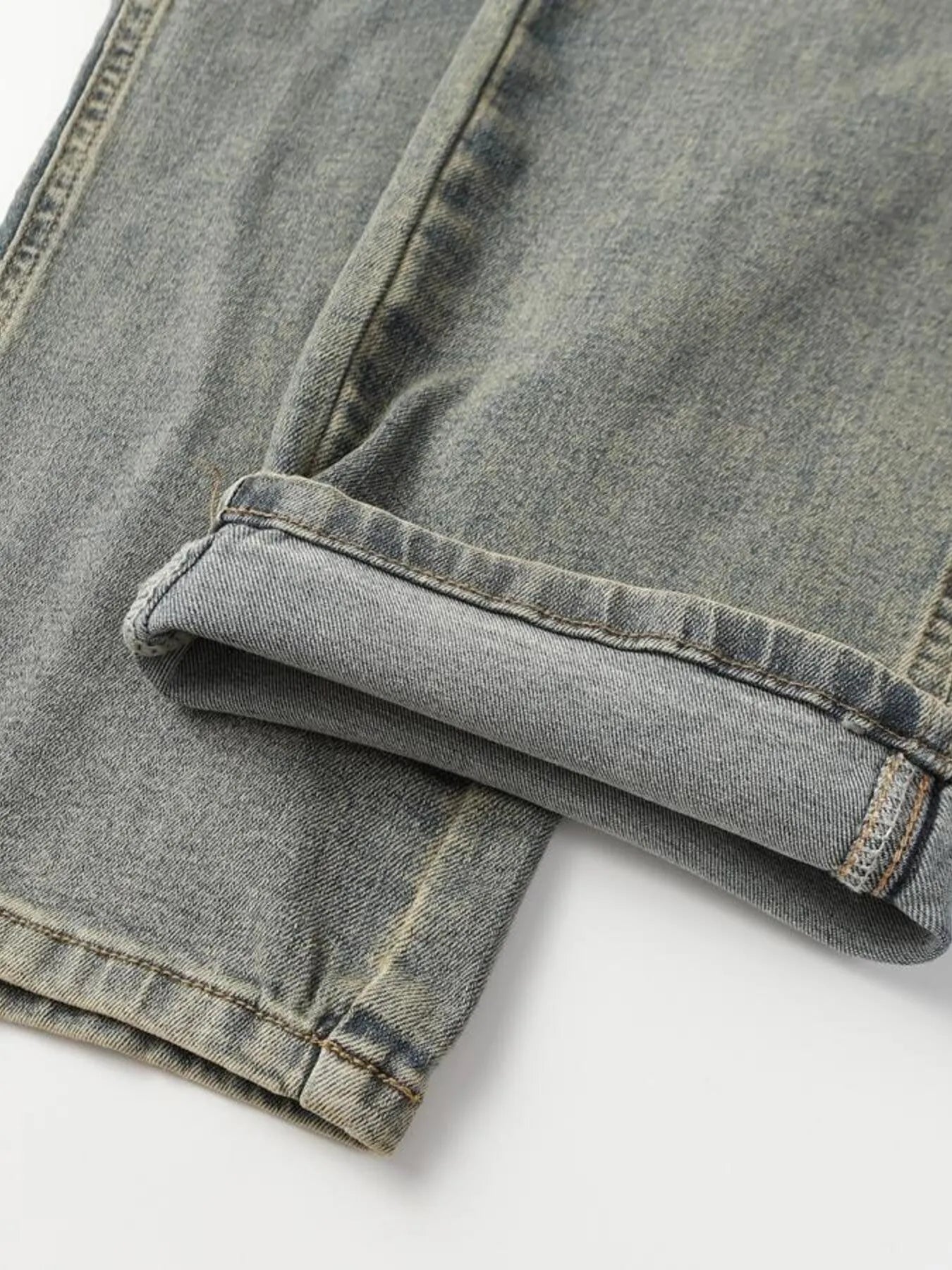 Men's High Waist Straight Leg Cargo Jeans