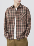 Men's Plus Size Casual Plaid Long Sleeve Shirt