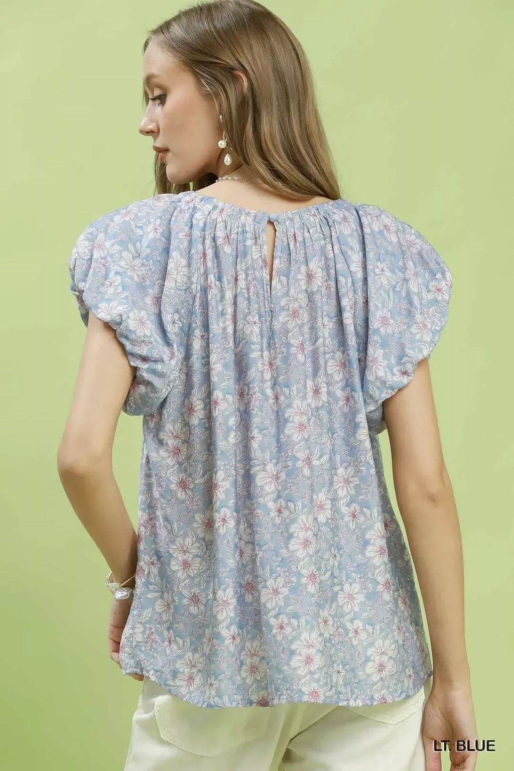 Umgee Floral Puff Sleeve Blouse