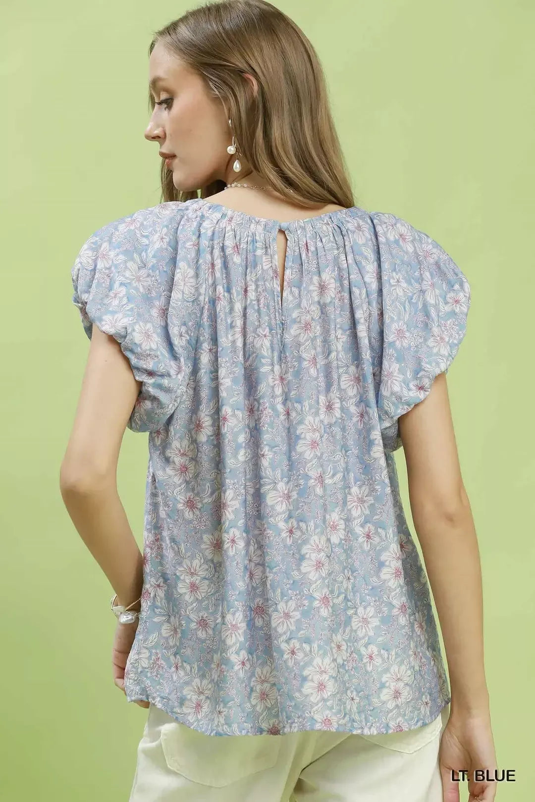 Umgee Floral Puff Sleeve Blouse