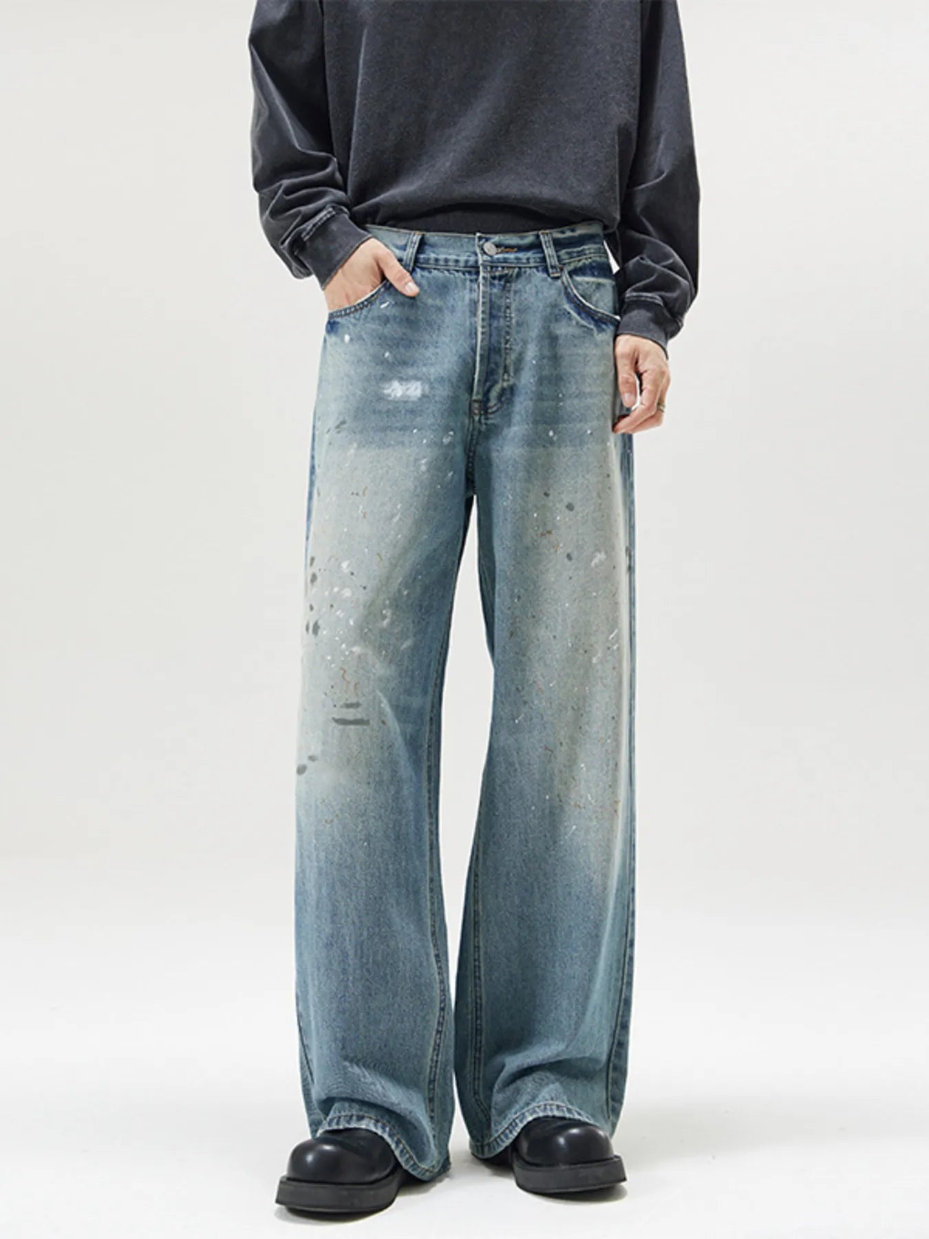 Men's Vintage Washed Wide Leg Jeans