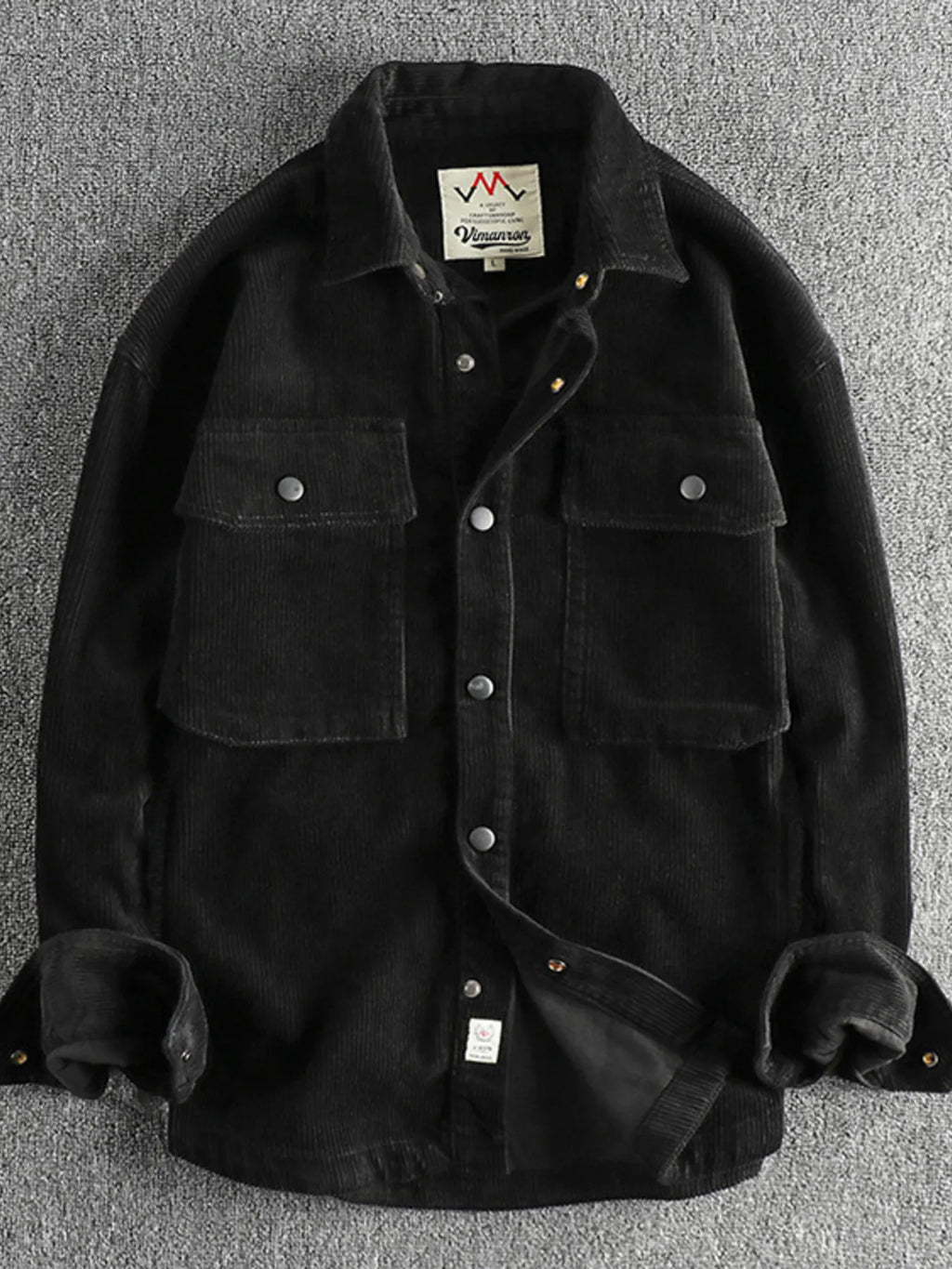 Men's Plus Size Corduroy Button Up Long Sleeve Jacket