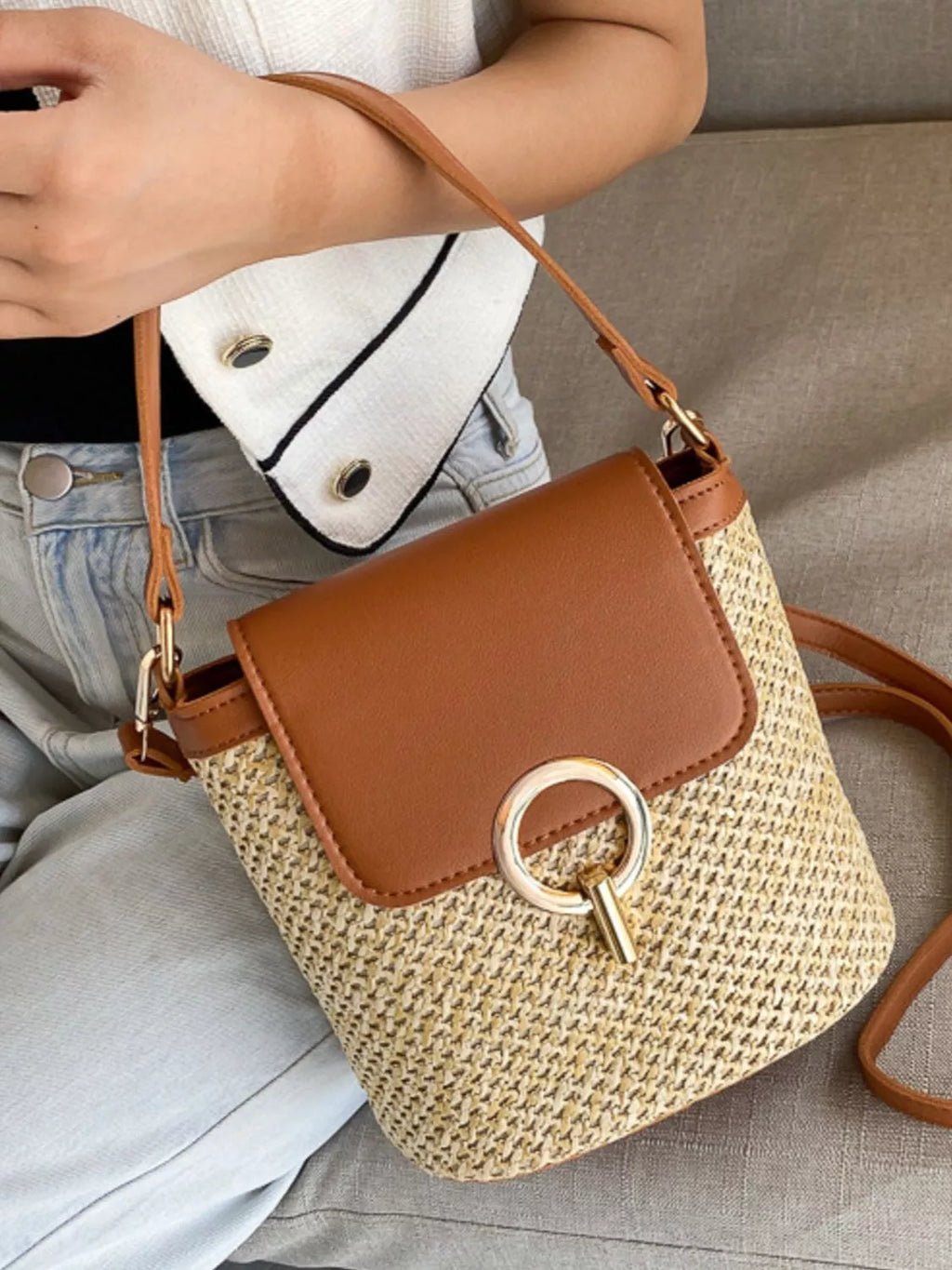 Woven Straw Crossbody Bag