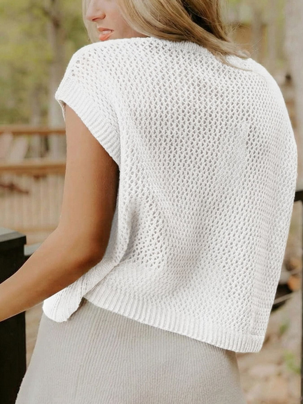 American Flag Knitted Short Sleeve Sweater