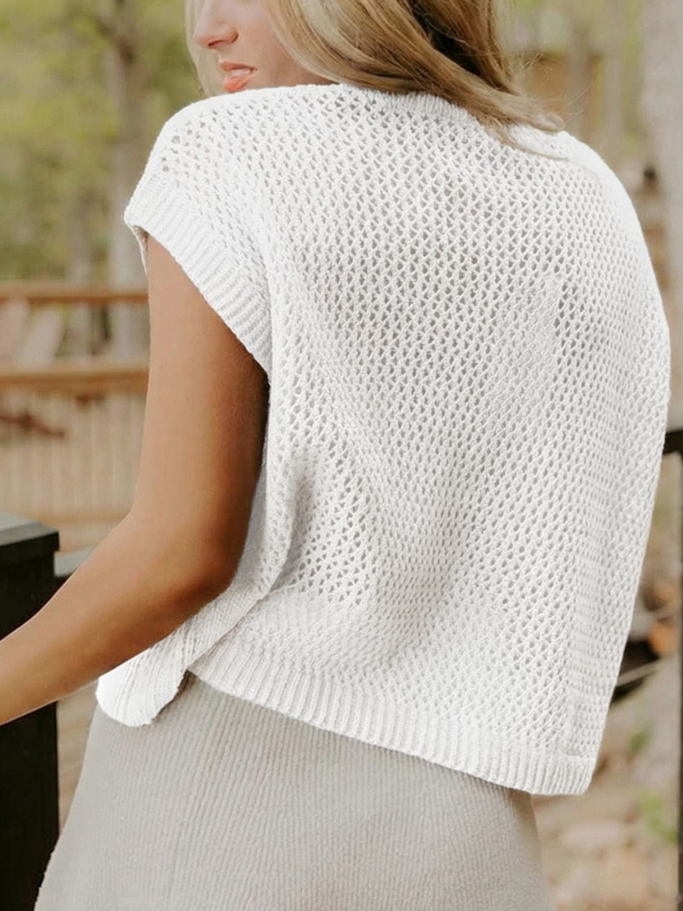 American Flag Knitted Short Sleeve Sweater