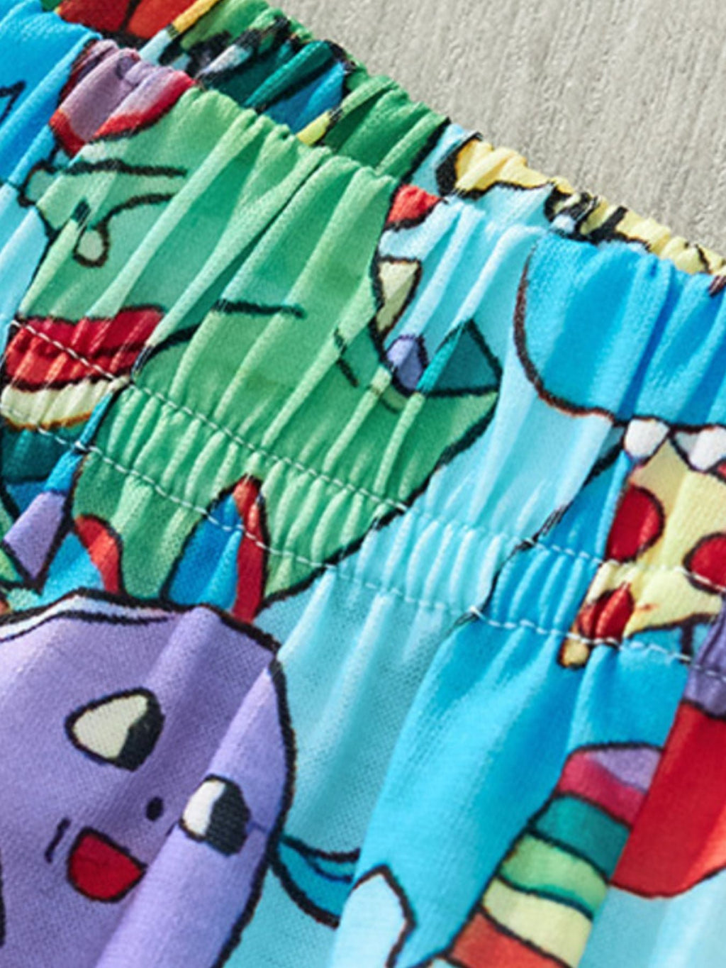 Children's Cartoon Dinosaur Print Tee and Shorts Set