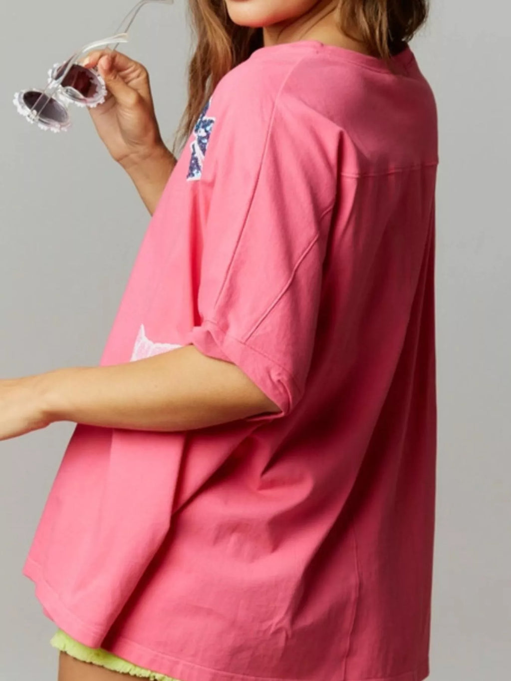 Sequin Bow Round Neck T-Shirt