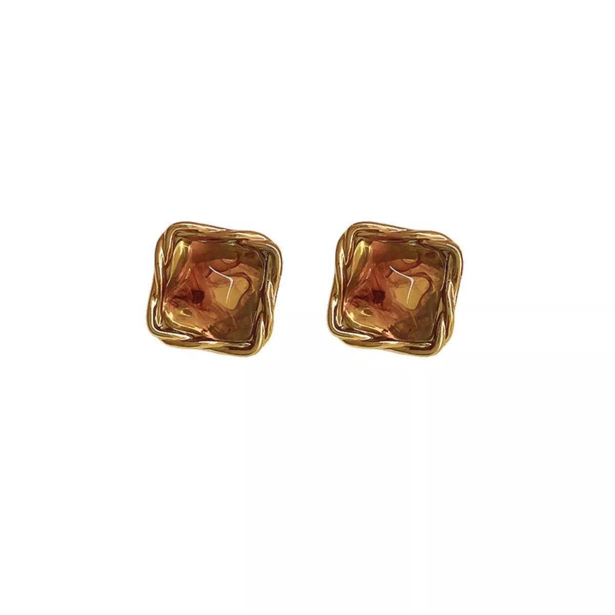 18K Gold-Plated Alloy Resin Geometric Earrings
