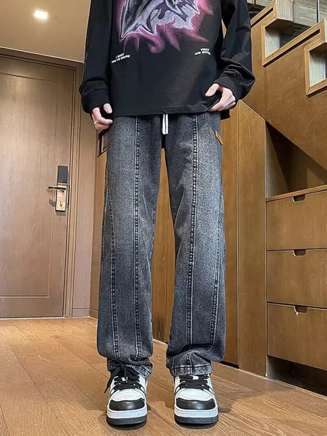 Men's Plus Size Vintage Wash Straight-Leg Jeans