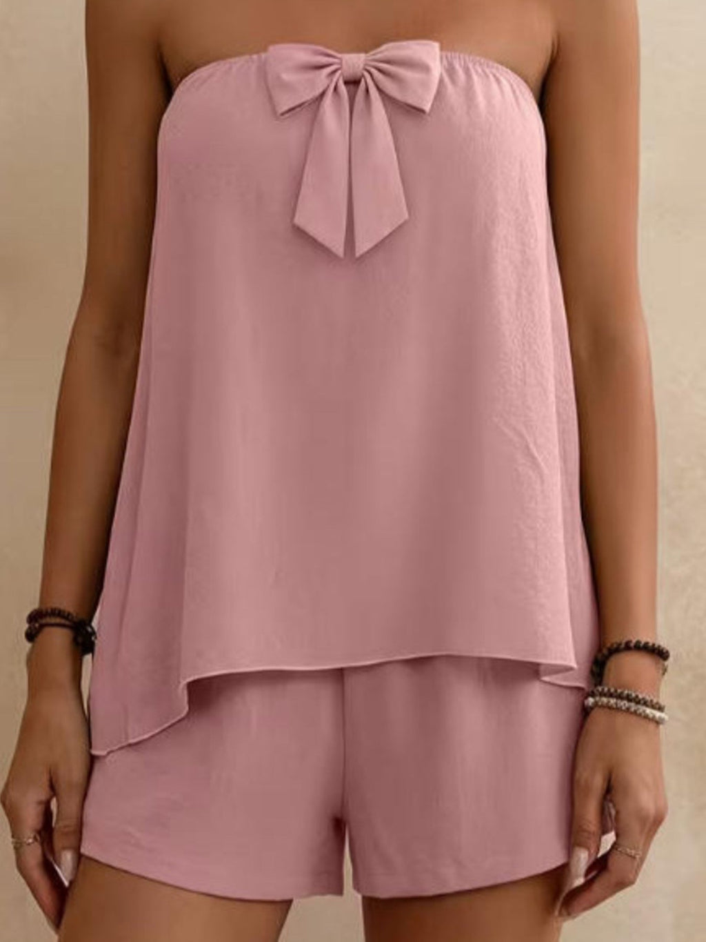 Bowknot Tube Top & Shorts Set