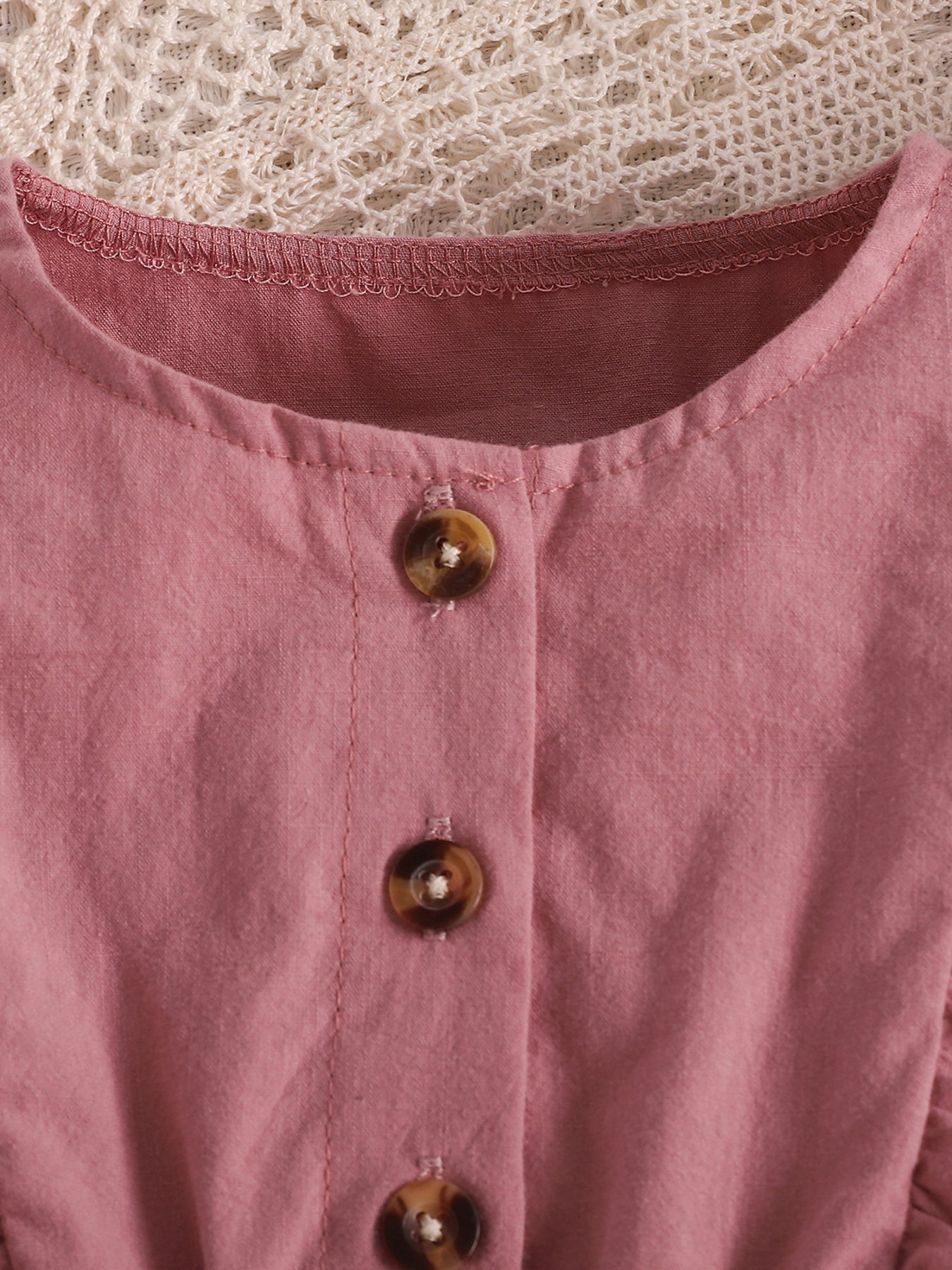 Children's Ruffle Trim Button Front Top and Shorts Set