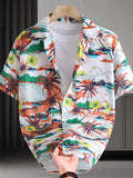 Men's Plus Size Hawaiian Print Short Sleeve Shirt