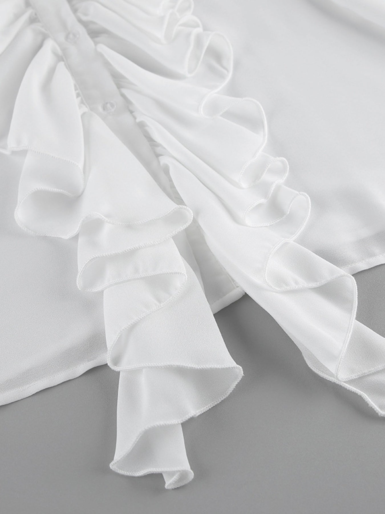 Ruffle Trim Flounce Sleeve Blouse