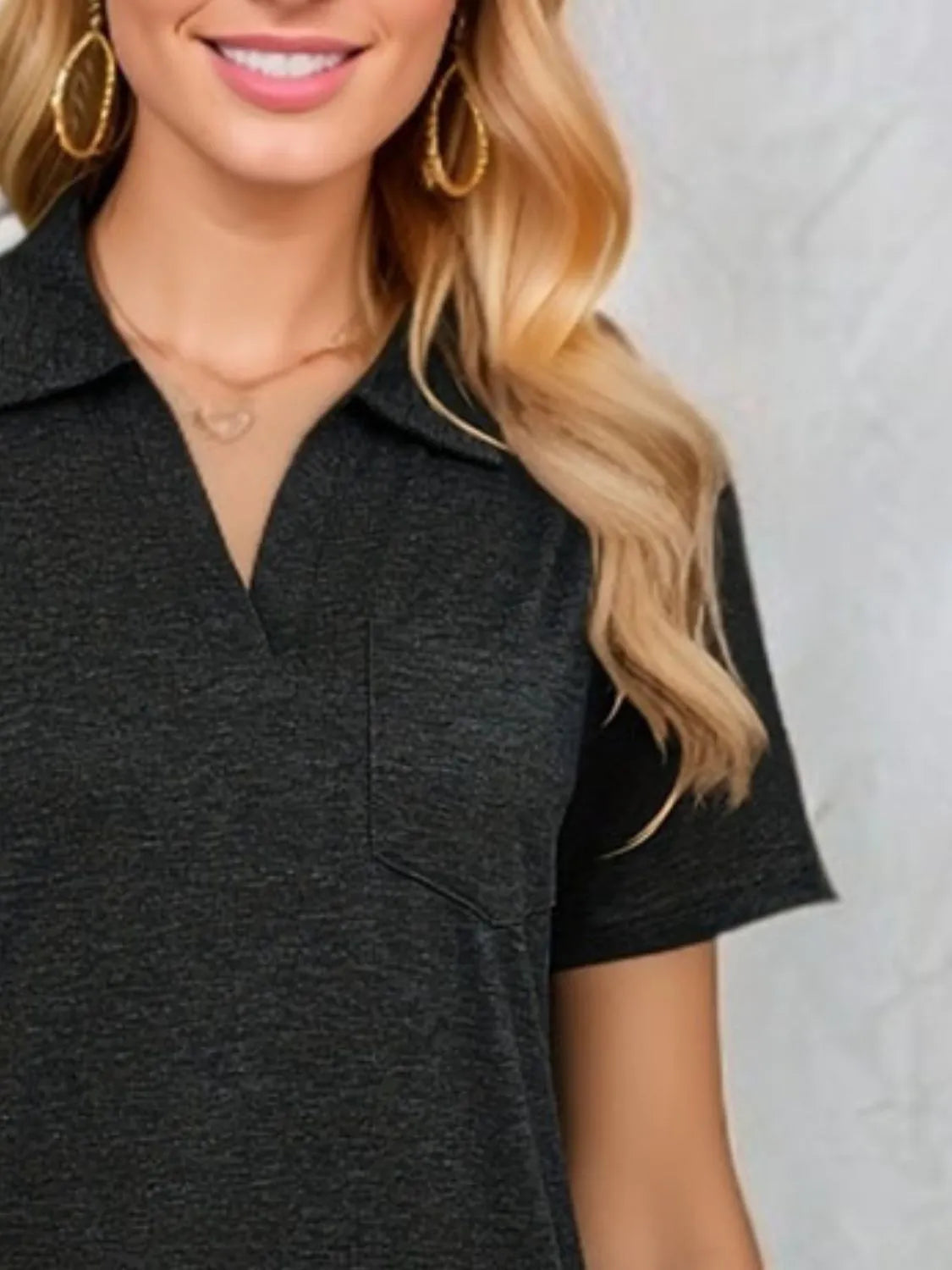 Johnny Collar Short Sleeve Top
