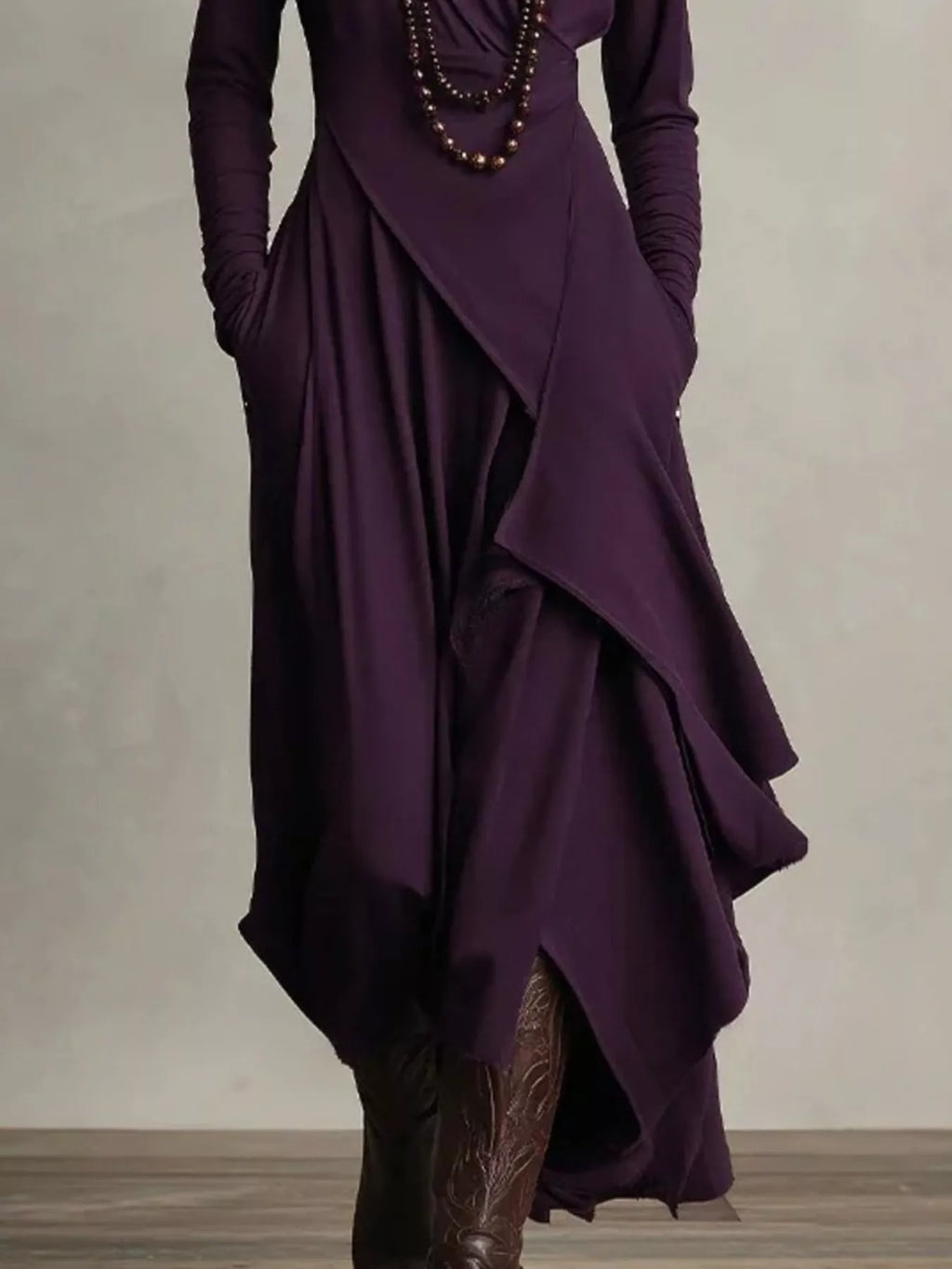 Full Size Asymmetrical Hem Turtleneck Dress Plus Size
